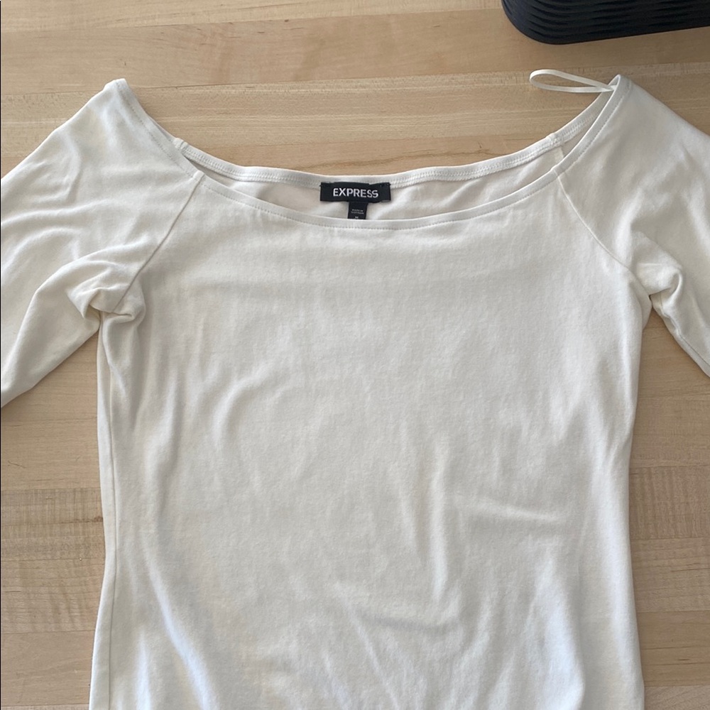 Express Cream Long Sleeve Bodysuit - Picture 3 of 3